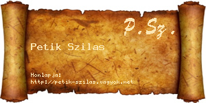 Petik Szilas névjegykártya